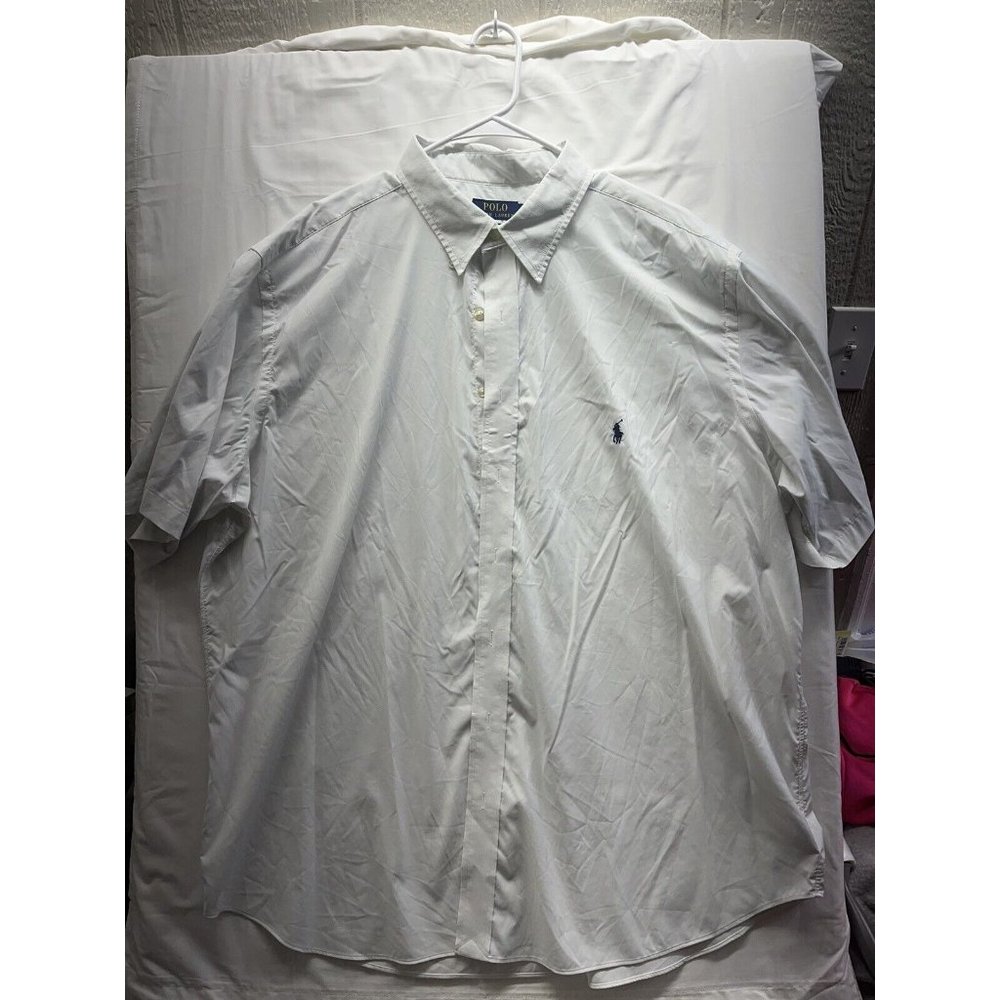 Polo Ralph Lauren Short Sleeve Button Down Shirt Solid White ‎ Mens 2XB Big